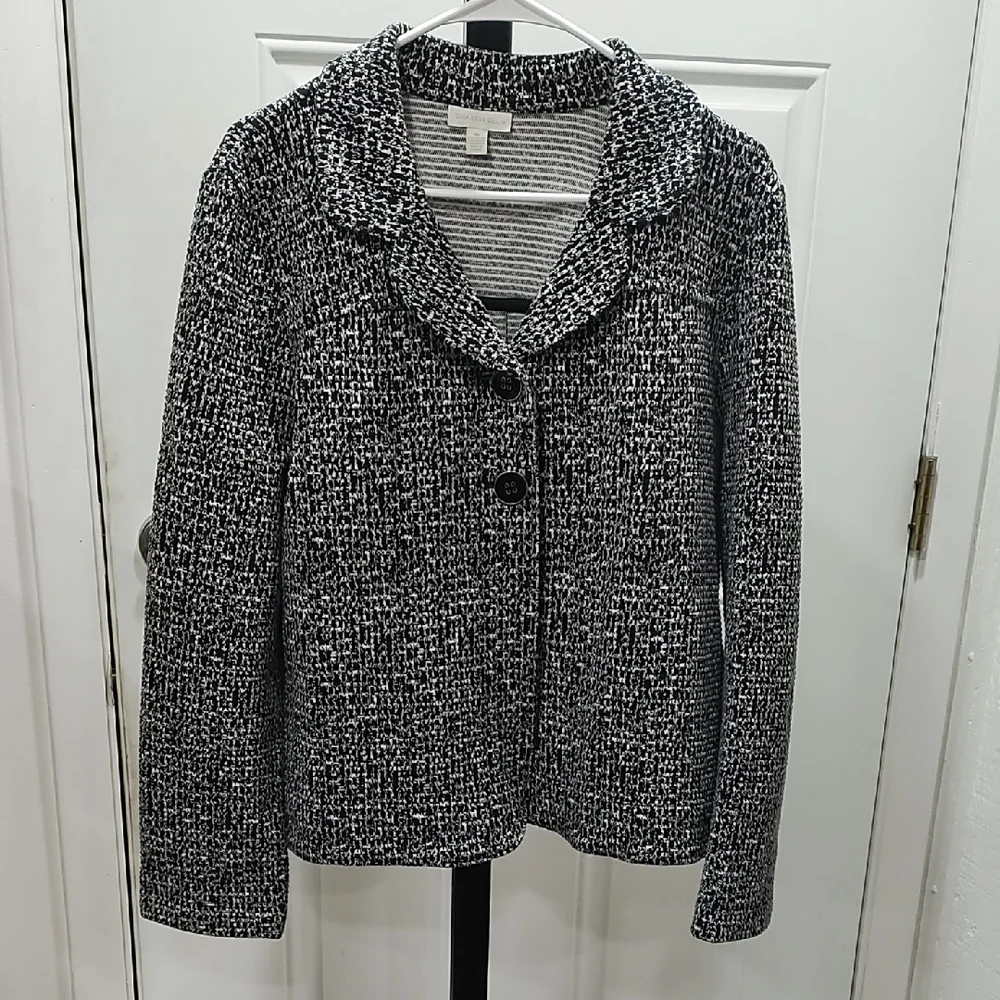 Charter Club Black and White Textured Blazer - Picture 1 of 5